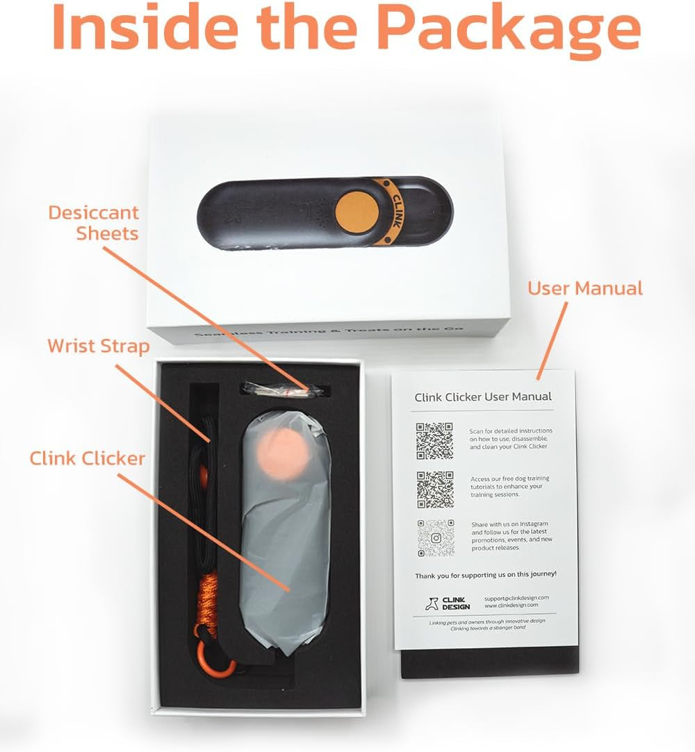 Dog Training Clicker and Clicker Dog Trainer with Built in Treat Storage, Compact Dog Clicker for Puppy Training or Cat Clicker, 2.36 Oz, Black