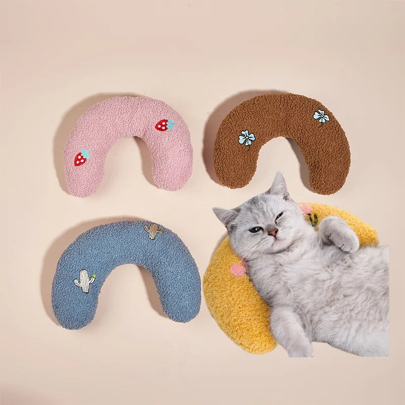 2022 New Cat Dog Pet Winter Pillow Sleep U-Shaped Throw Pillow, Comfortable Sleep Aid Cervical Spine Pet Supplies Cat Toy