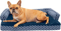 Memory Foam Dog Bed for Medium/Small Dogs W/ Removable Bolsters & Washable Cover, for Dogs up to 35 Lbs - Plush & Woven Decor Comfy Couch Sofa - Diamond Blue, Medium