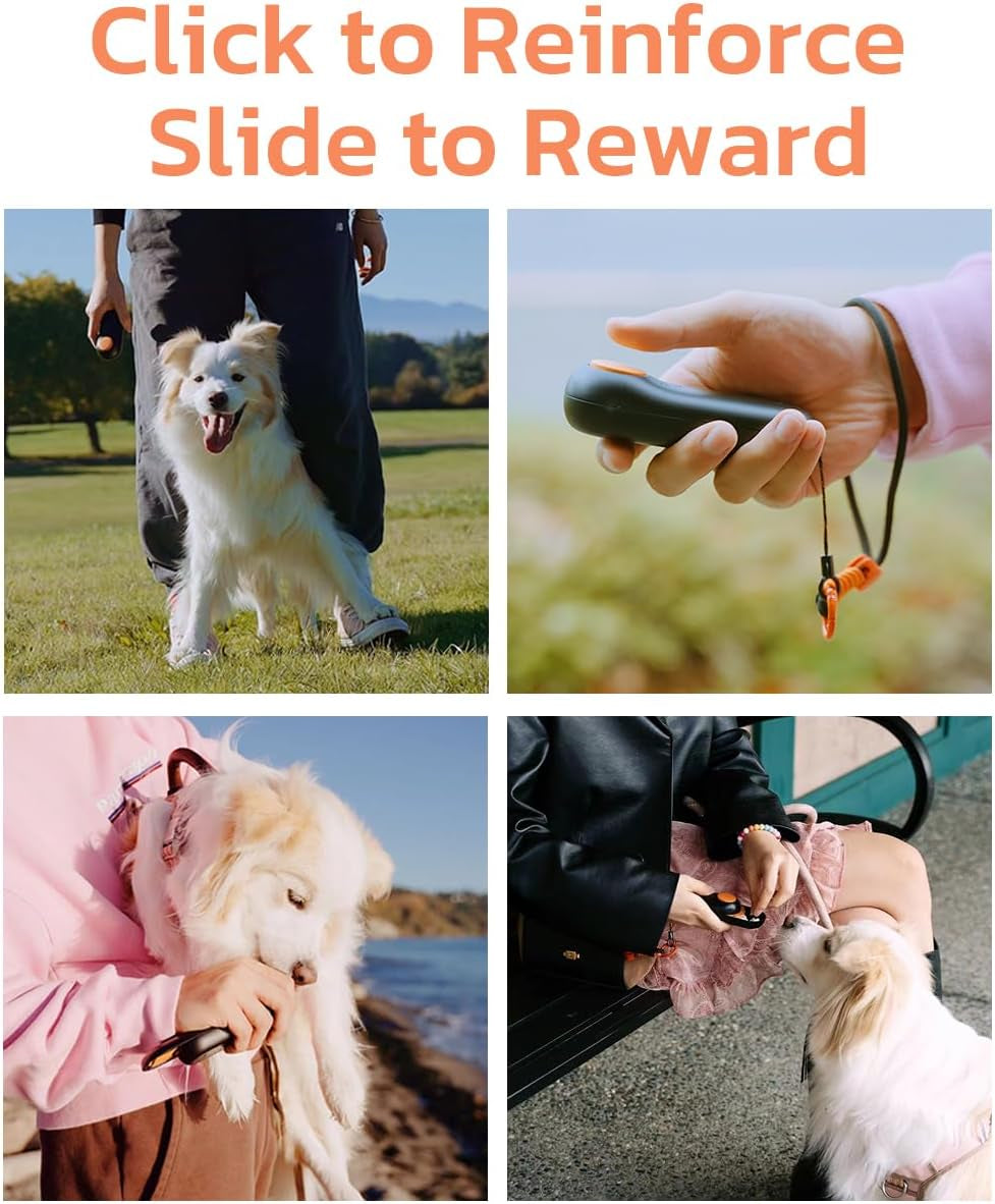 Dog Training Clicker and Clicker Dog Trainer with Built in Treat Storage, Compact Dog Clicker for Puppy Training or Cat Clicker, 2.36 Oz, Black