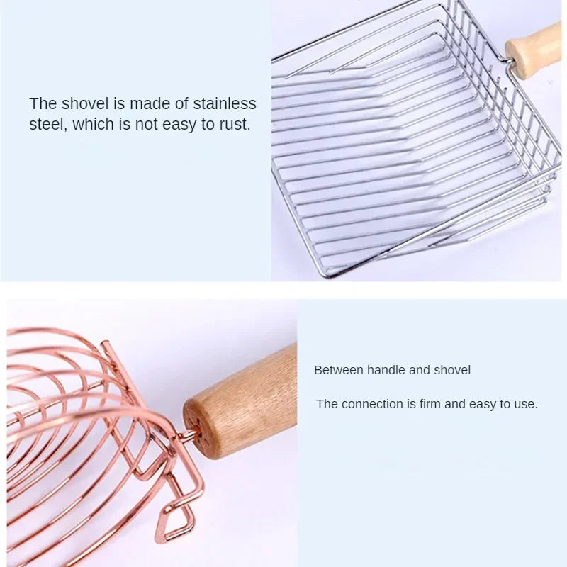 Cat Litter Shovel Wood Handle Cat Litter Shovel Toilet Cleaning Shovel Tools Pet Cleaning Accessories Supplies Cats Pet Products