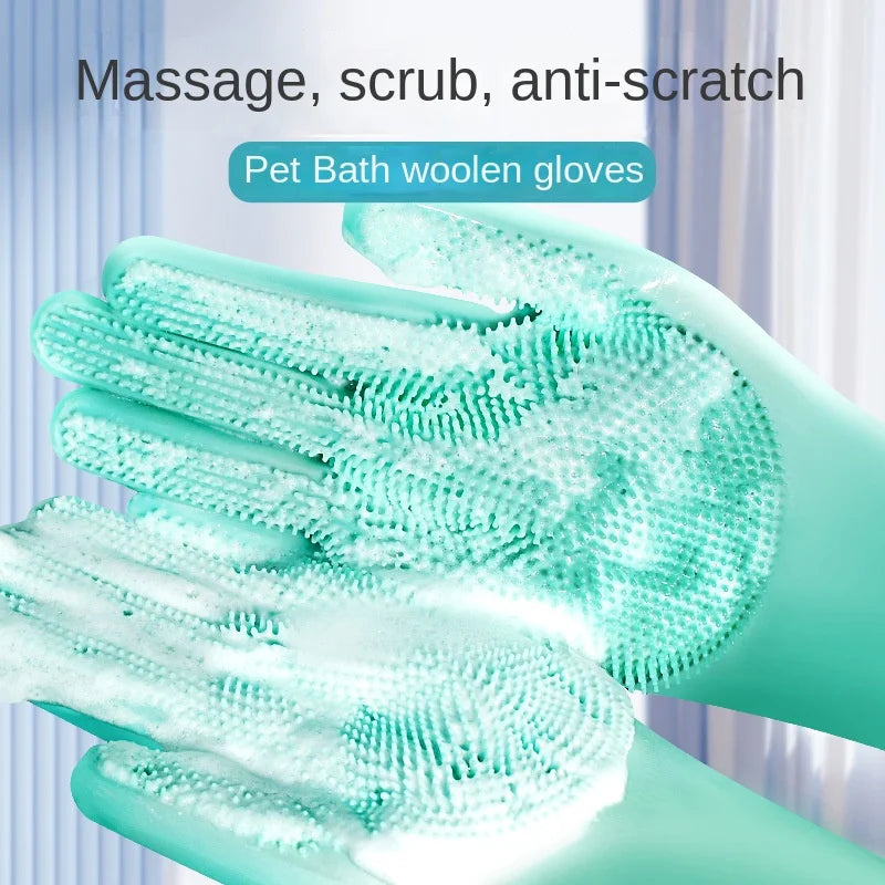 Pet Dogs Cats Shower Gloves Cat Brushes, Silicone Bath Massage Brushes Divine Tools for Dog Bathing Products Pet Accessories