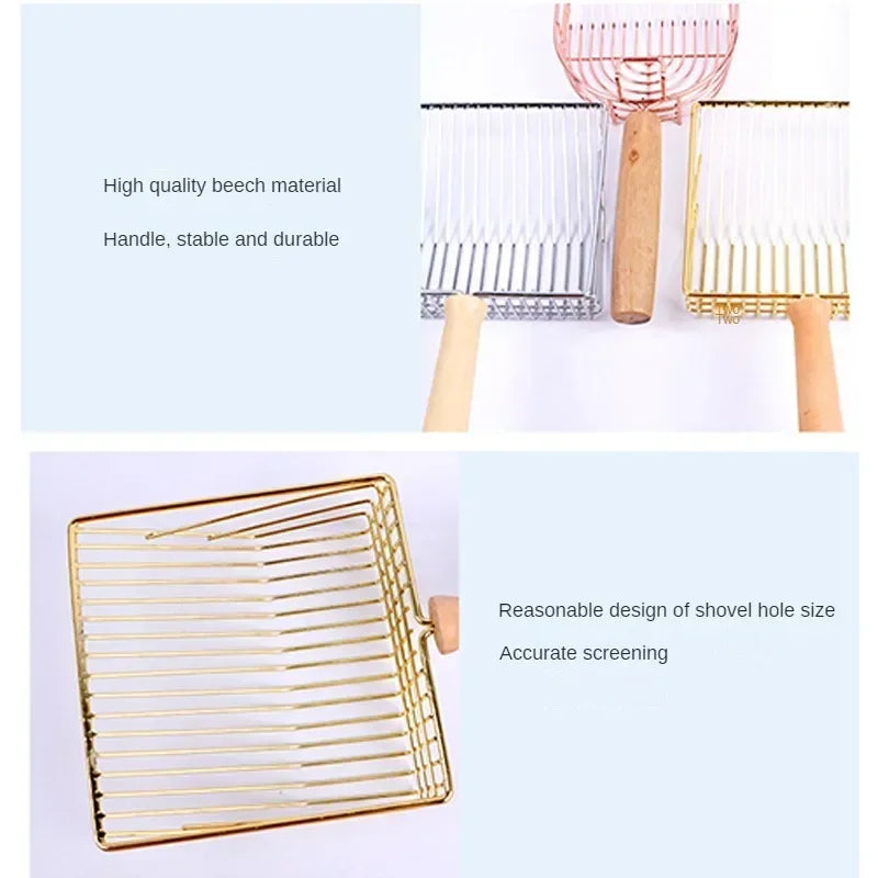 Cat Litter Shovel Wood Handle Cat Litter Shovel Toilet Cleaning Shovel Tools Pet Cleaning Accessories Supplies Cats Pet Products