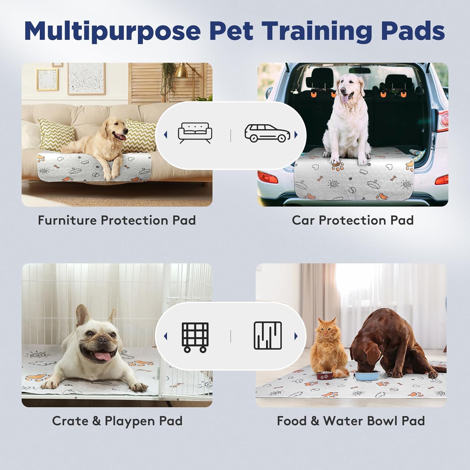 Washable Pee Pads for Dogs, 2 Pack Large 41"X41" Super Absorbent Reusable Pads for Dog Training Pads, 100% Waterproof Non-Slip Whelping Pads Dog Playpen Crate Mat Bed Pads