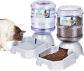 2 Pack Cat Feeder Automatic and Water Dispenser for Dogs Pets, 1 Gallon Gravity Feed Water Bowl Waterer for Small Medium Cats Auto Pet Waterer Replenish
