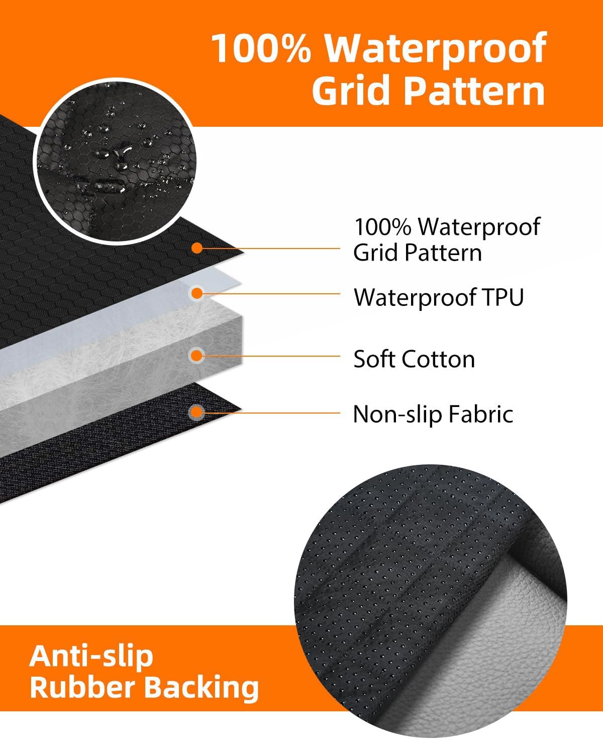 Dog Car Seat Cover with Mesh Window, 100% Waterproof Pet Seat Cover for Back Seat, Scratchproof Dog Hammock for Cars, Trucks, Suvs, Jeeps, Black